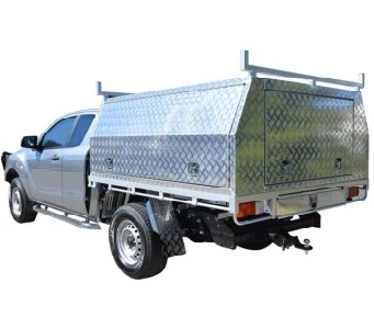 Traditional aluminium ute canopy on dual cab